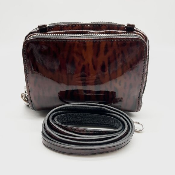 Brighton Brown Wild Tiger Patent Leather Brazos Crossbody - Picture 2 of 12